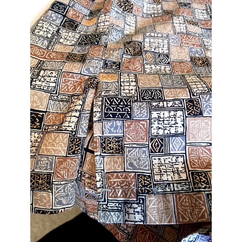 Tori‎ Richard Mens Geometric Tribal Tile Print Short Sleeve Button Up Shirt Tan - Picture 11 of 11